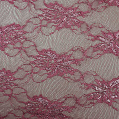 Pink Color Chantilly Lace Fabric