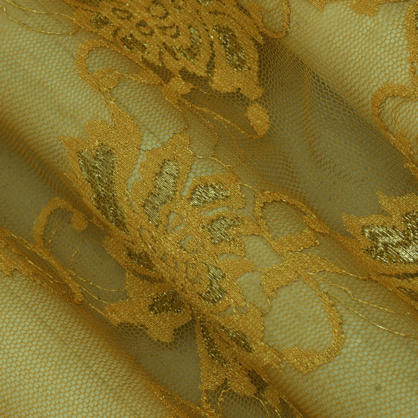Mustard Color Chantilly Lace Fabric