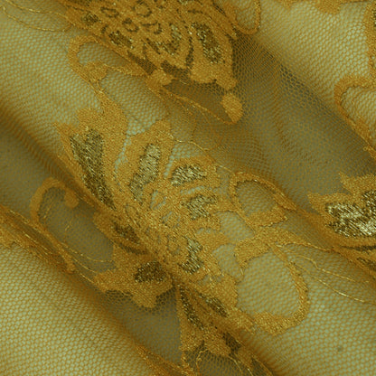 Mustard Color Chantilly Lace Fabric