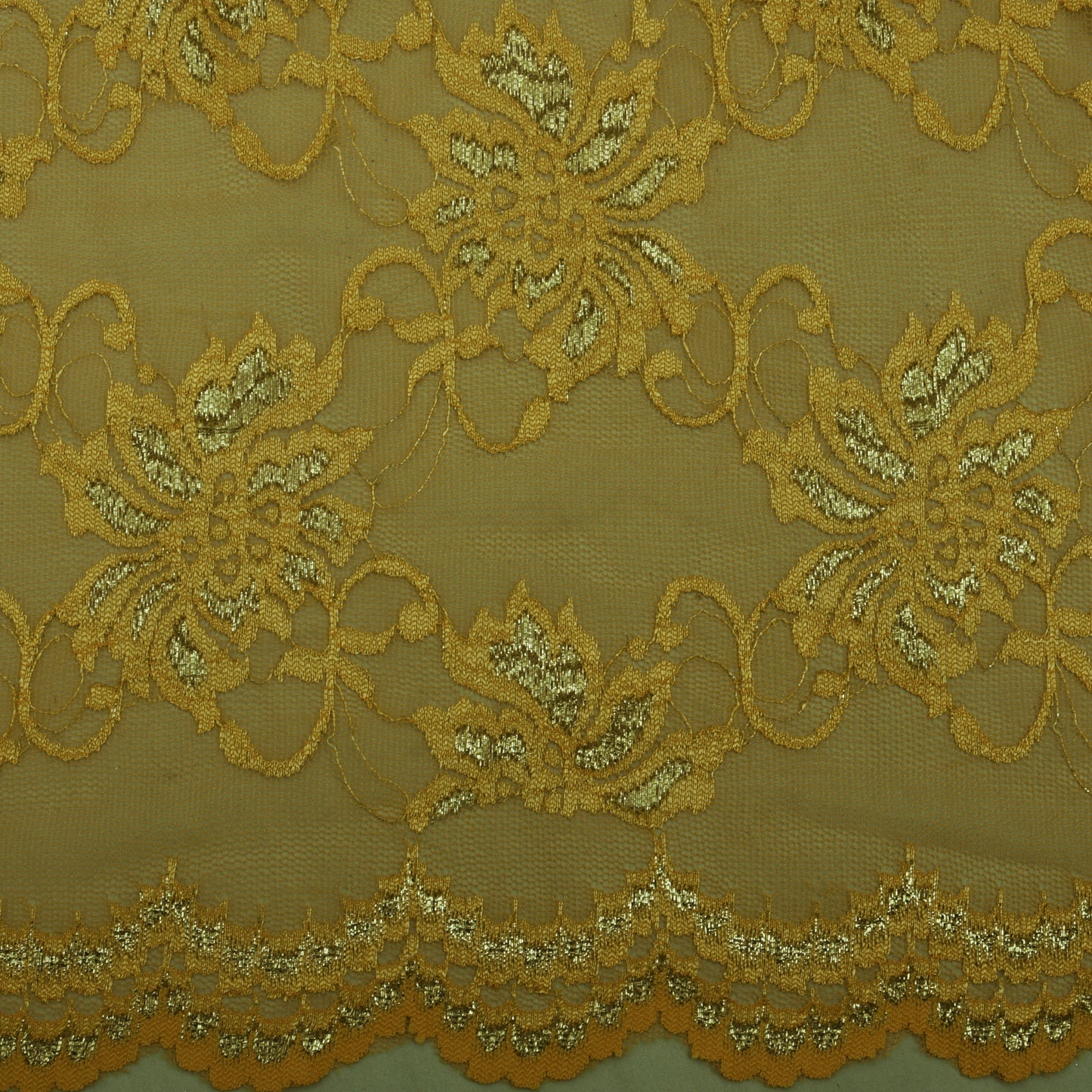 Mustard Color Chantilly Lace Fabric