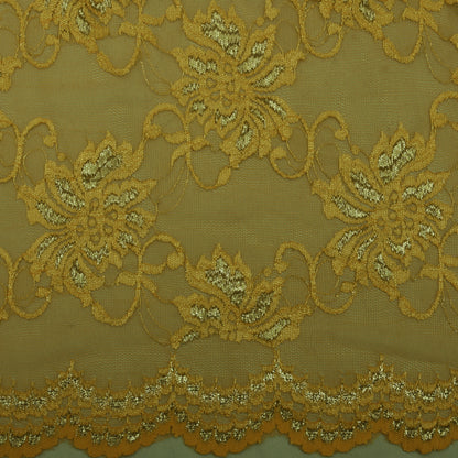 Mustard Color Chantilly Lace Fabric