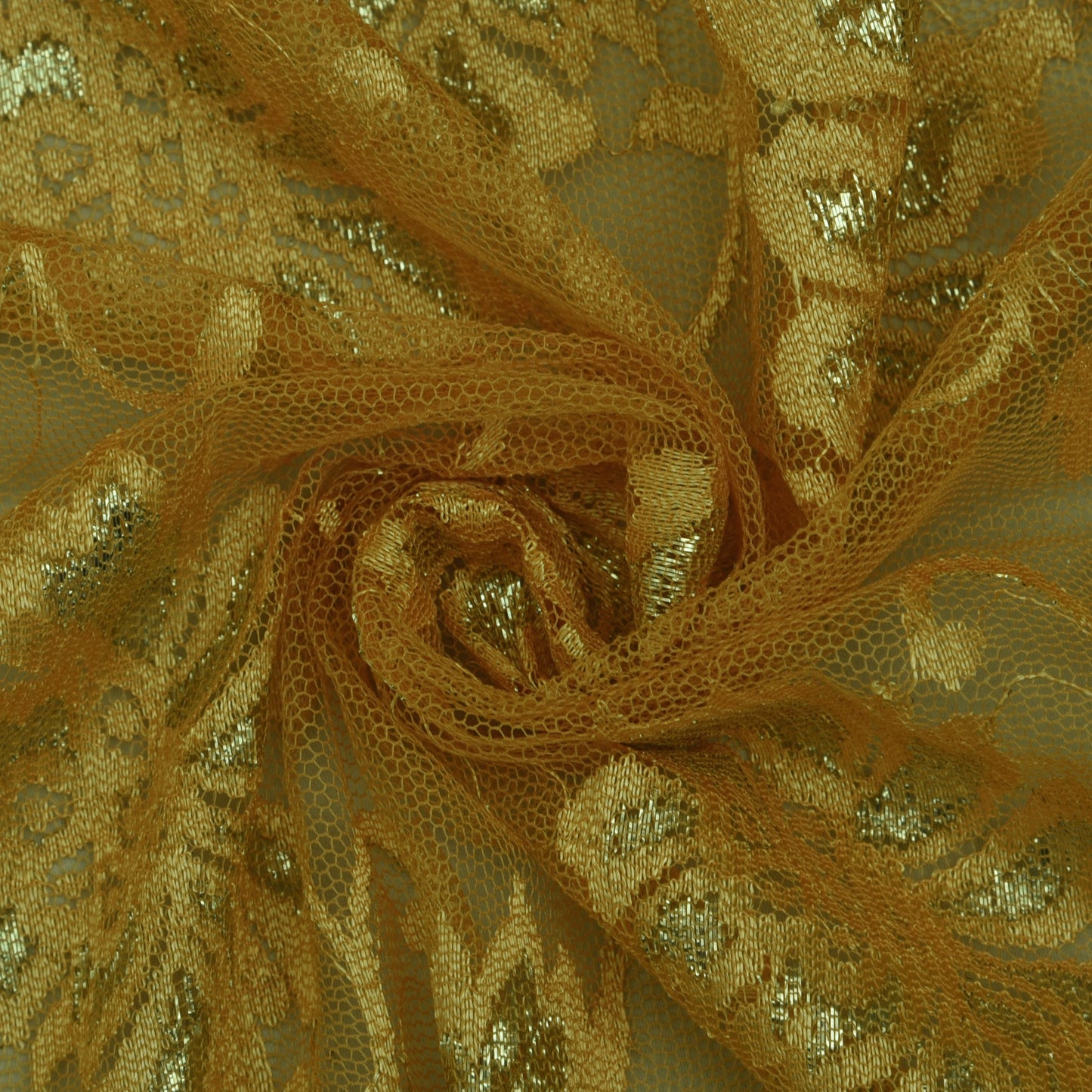 Mustard Color Chantilly Lace Fabric