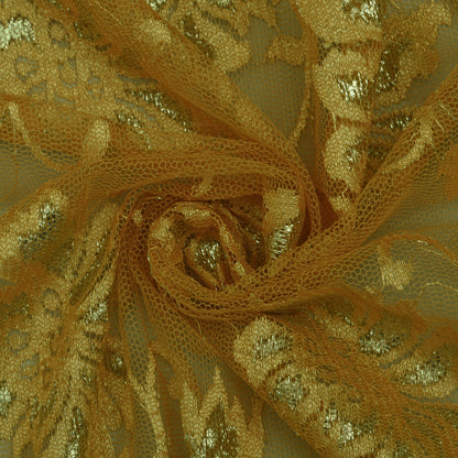 Mustard Color Chantilly Lace Fabric