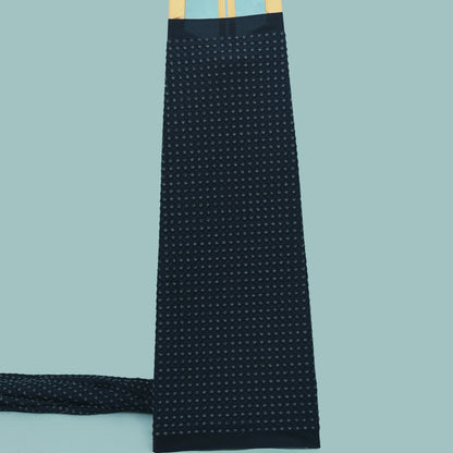 Navy Blue Color Slub Silk Embroidery Fabric