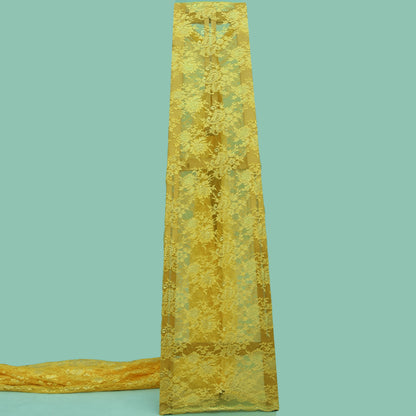 Yellow Color Chantilly Lace Fabric