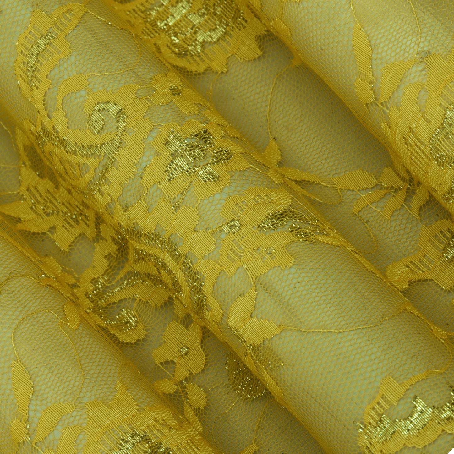 Yellow Color Chantilly Lace Fabric