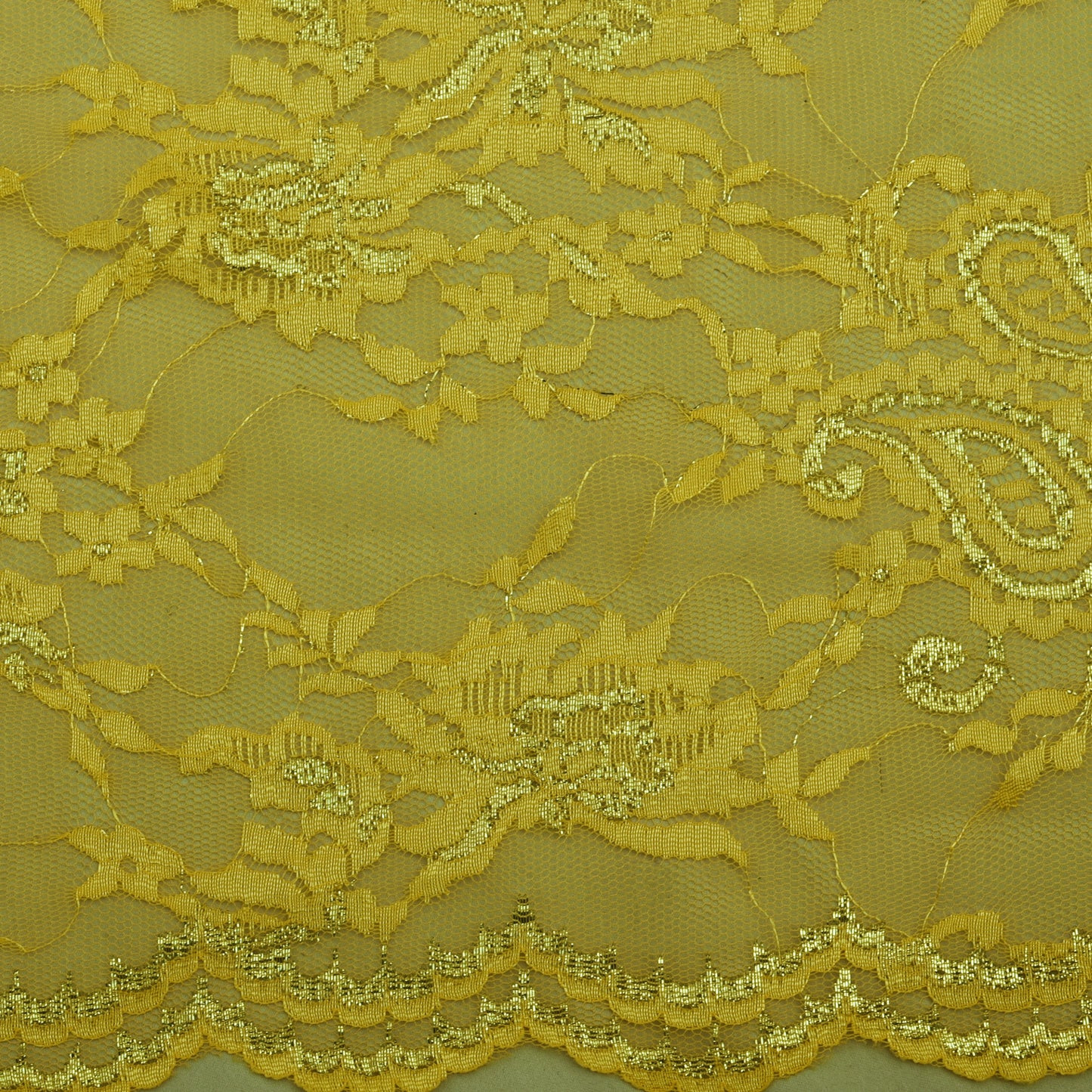 Yellow Color Chantilly Lace Fabric