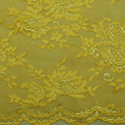 Yellow Color Chantilly Lace Fabric