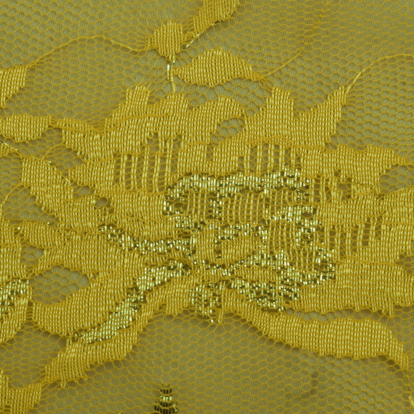 Yellow Color Chantilly Lace Fabric