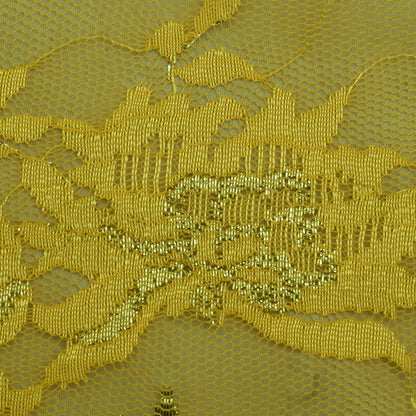 Yellow Color Chantilly Lace Fabric