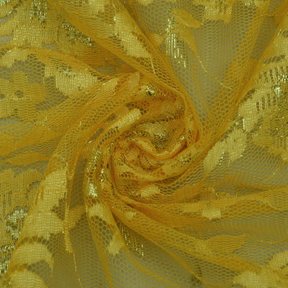 Yellow Color Chantilly Lace Fabric