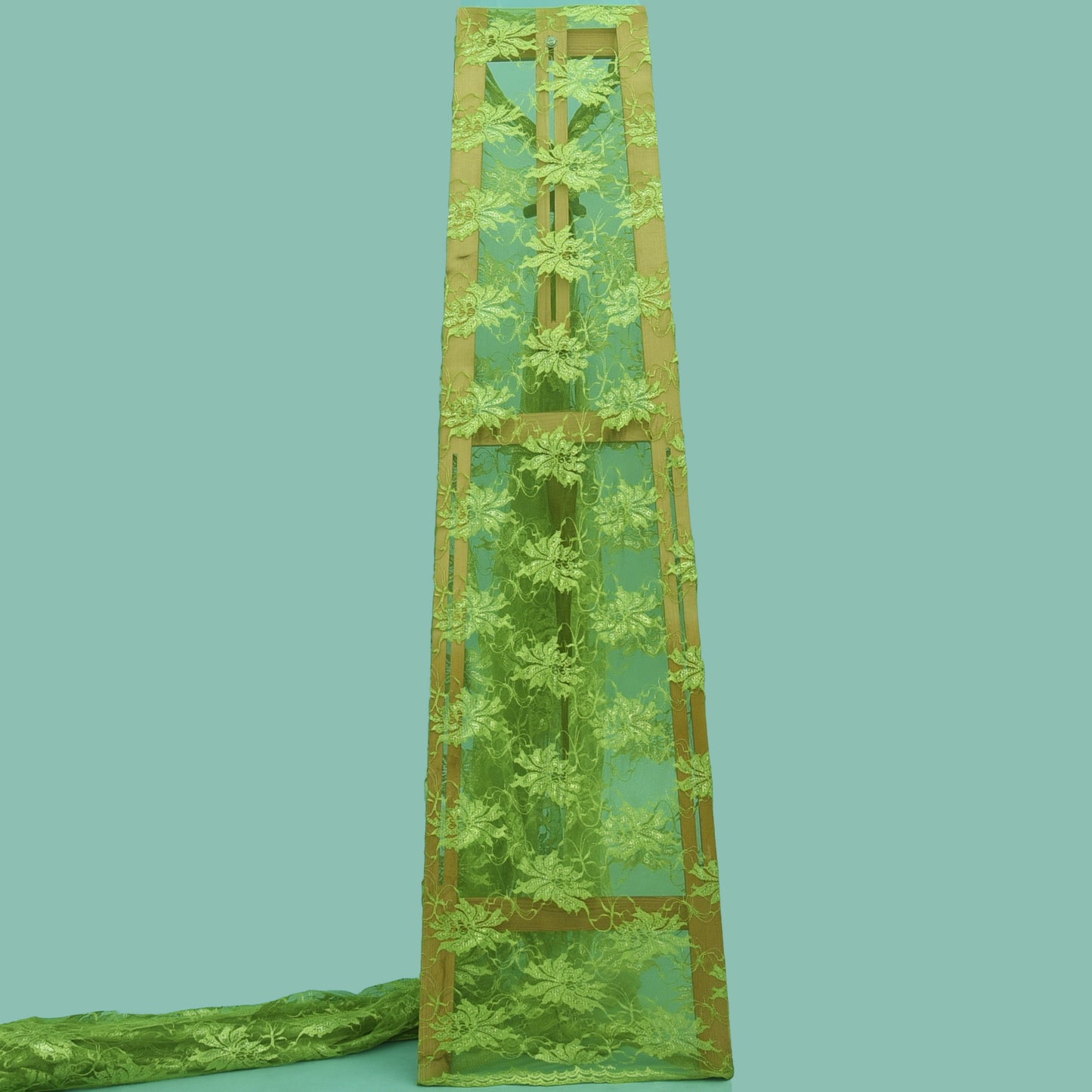 Green Color Chantilly Lace Fabric