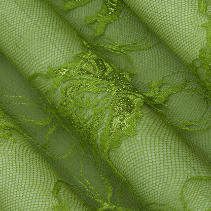 Green Color Chantilly Lace Fabric