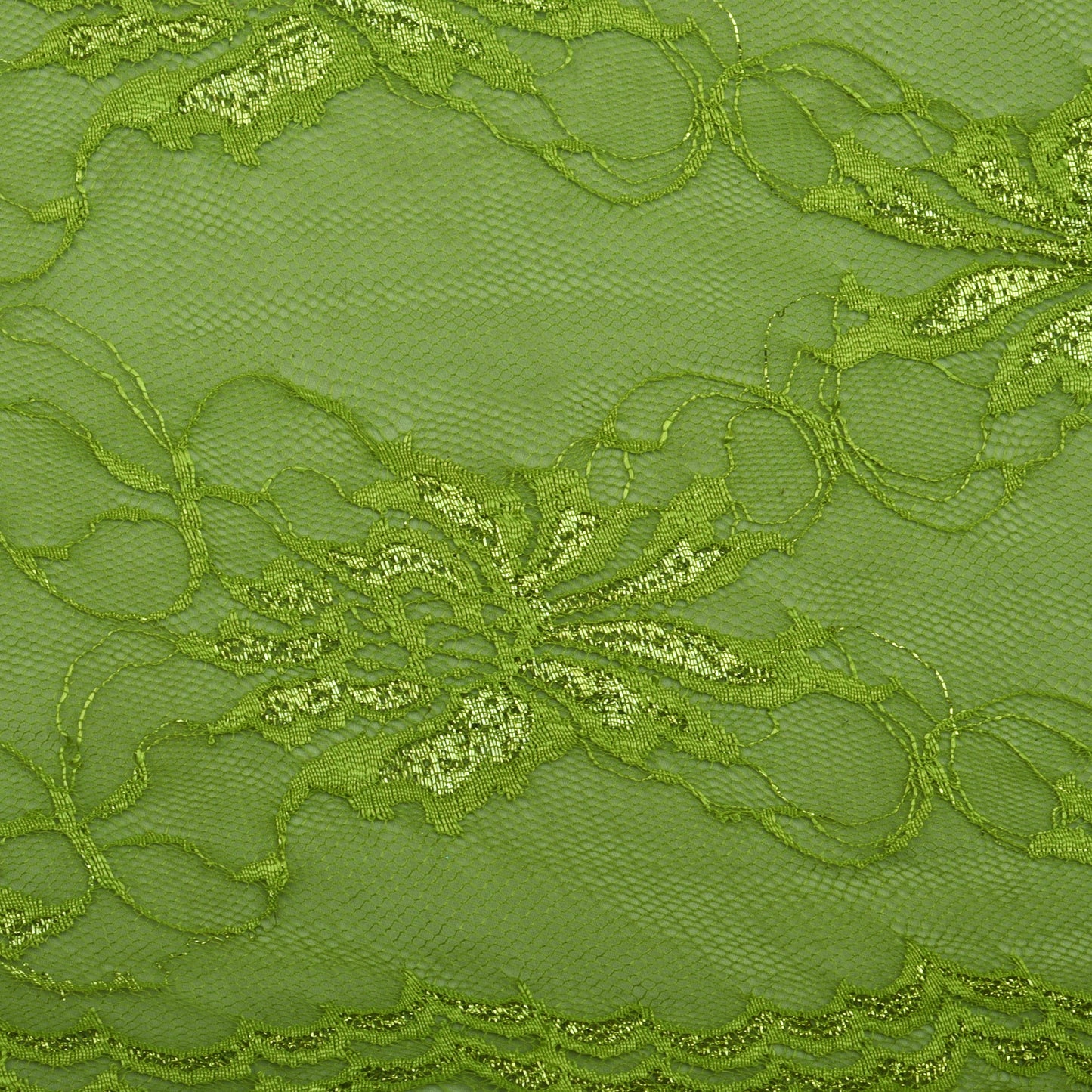 Green Color Chantilly Lace Fabric