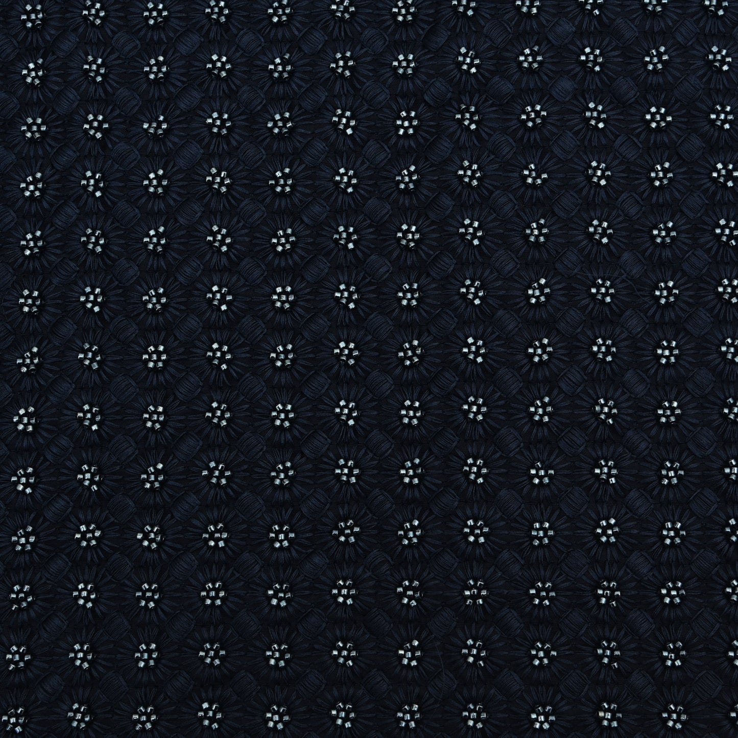 Navy Blue Color Slub Silk Embroidery Fabric