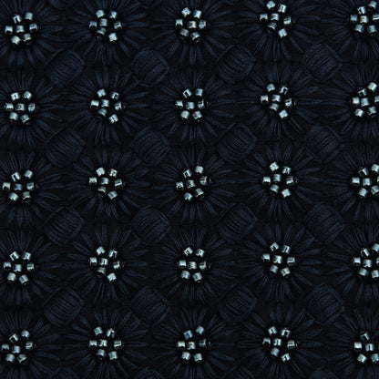Navy Blue Color Slub Silk Embroidery Fabric
