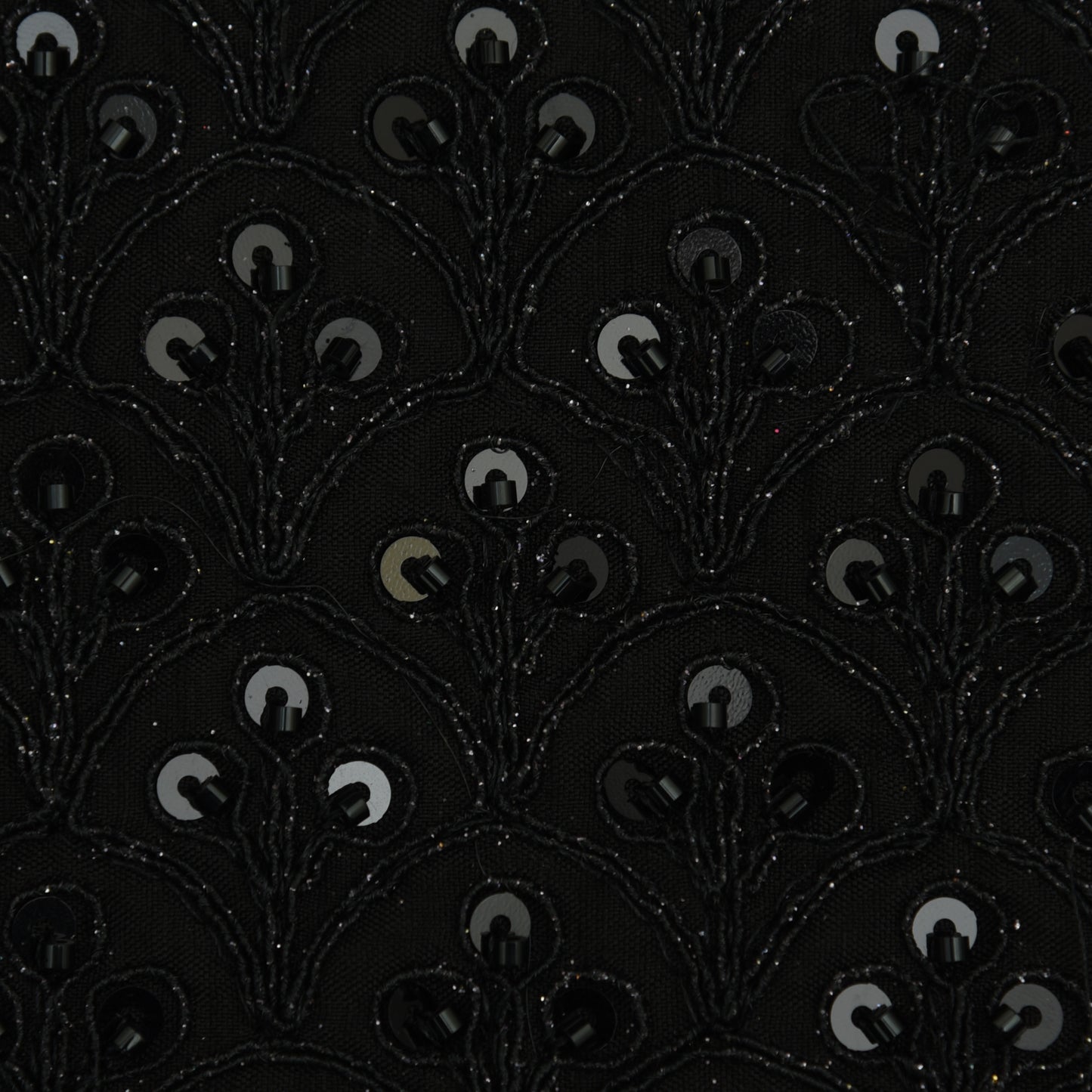 Black Color Slub Silk Embroidery Fabric