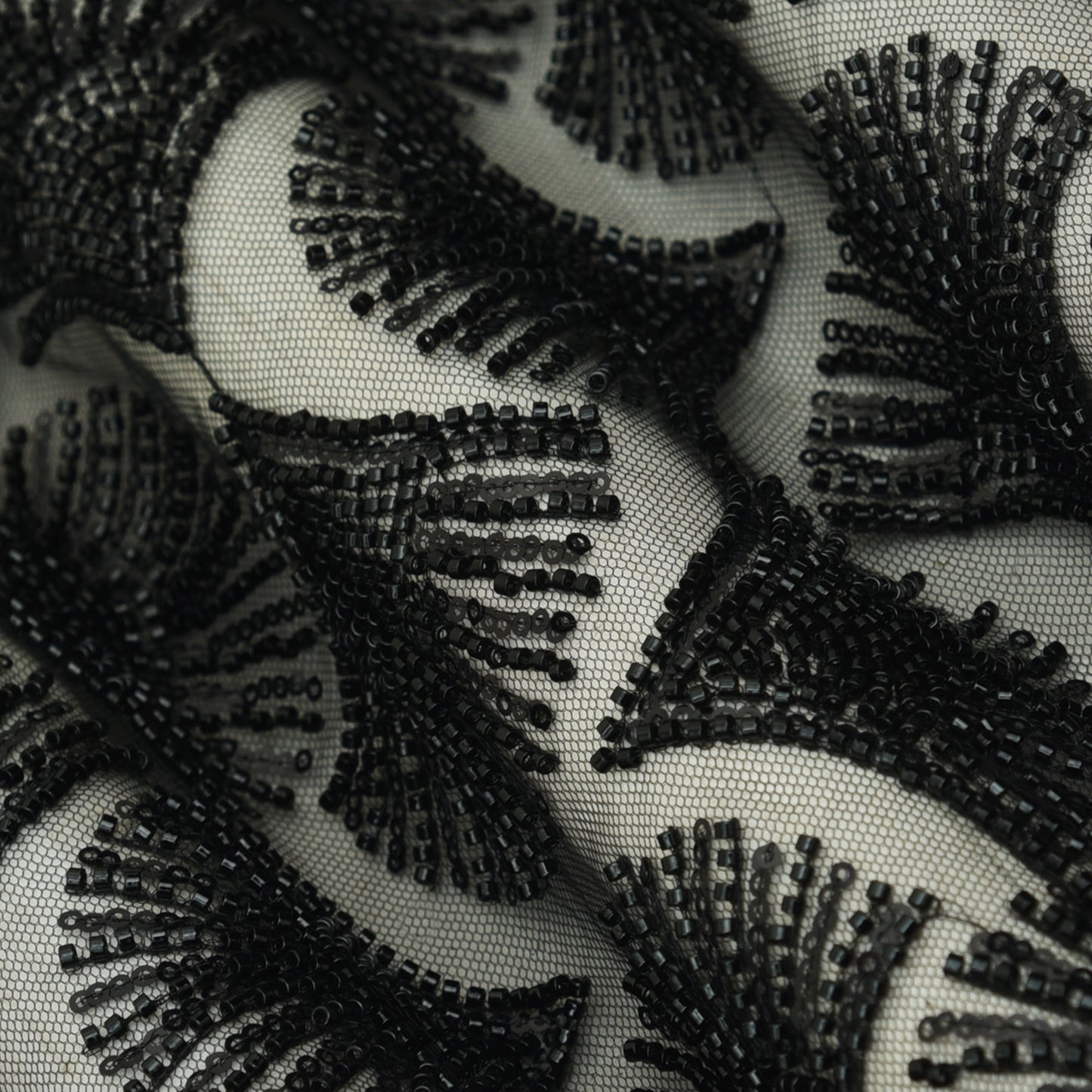 Black Color Heavy Net Embroidery Fabric