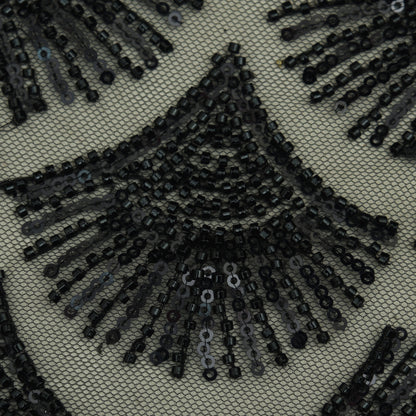 Black Color Heavy Net Embroidery Fabric