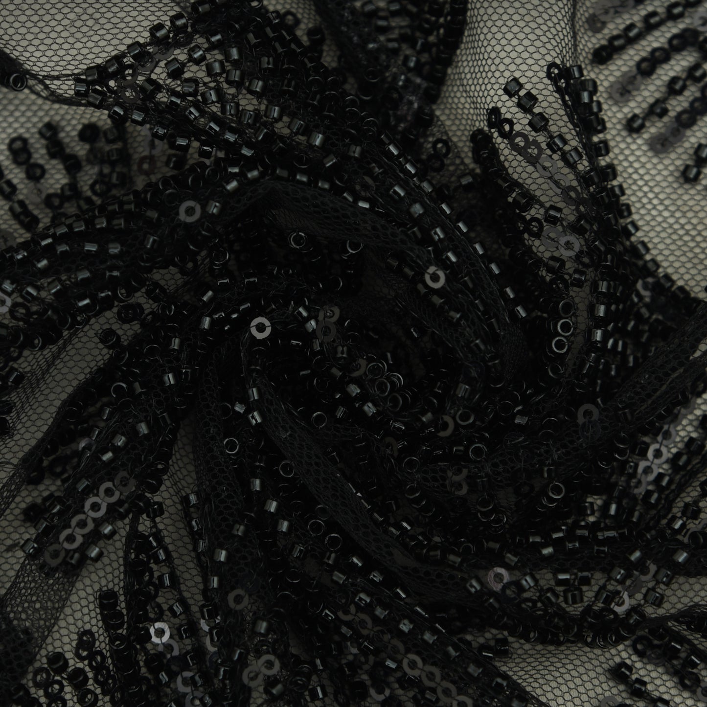 Black Color Heavy Net Embroidery Fabric