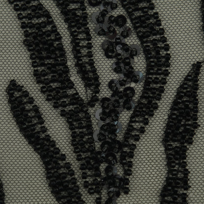 Black Color Heavy Net Embroidery Fabric