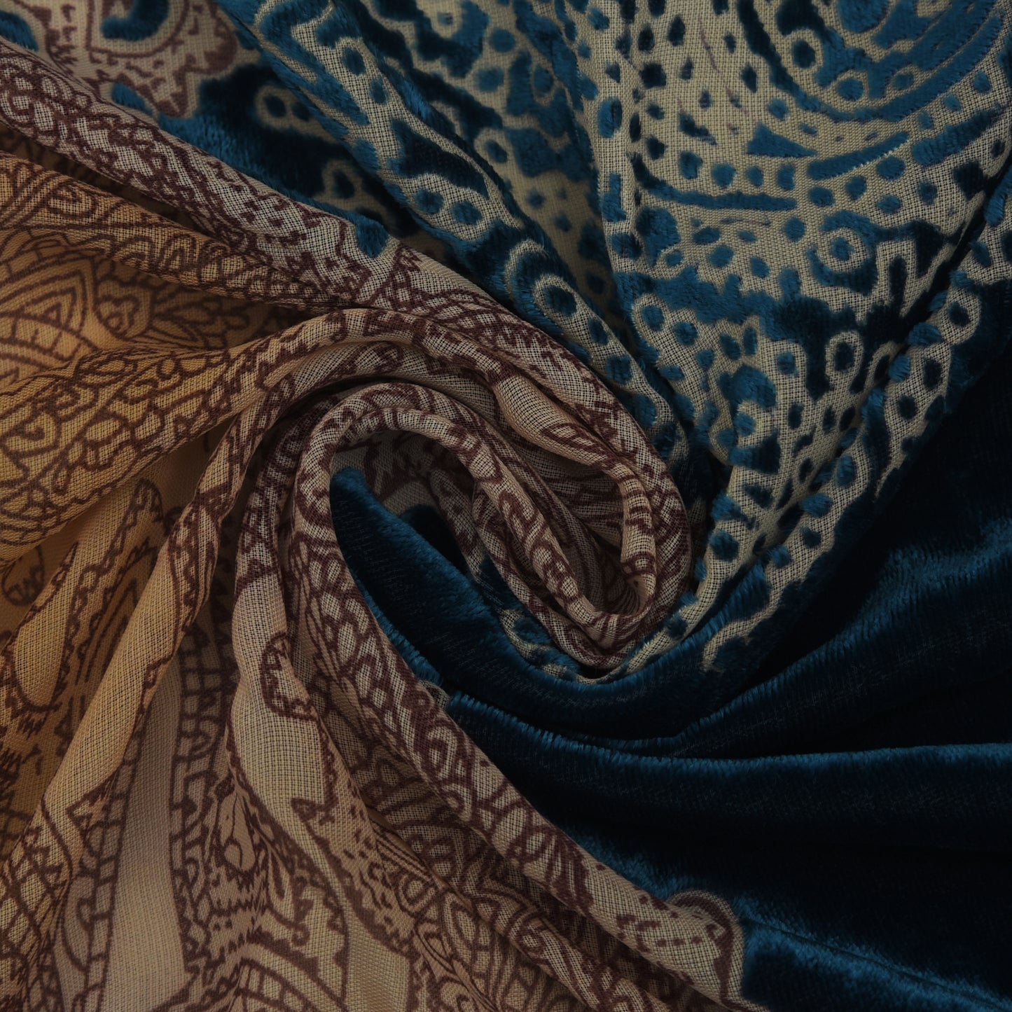 Blue Color Pure Brasso Velvet Fabric