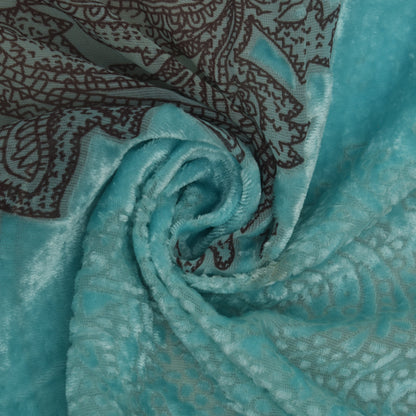 Sky Blue Color Pure Brasso Velvet Fabric