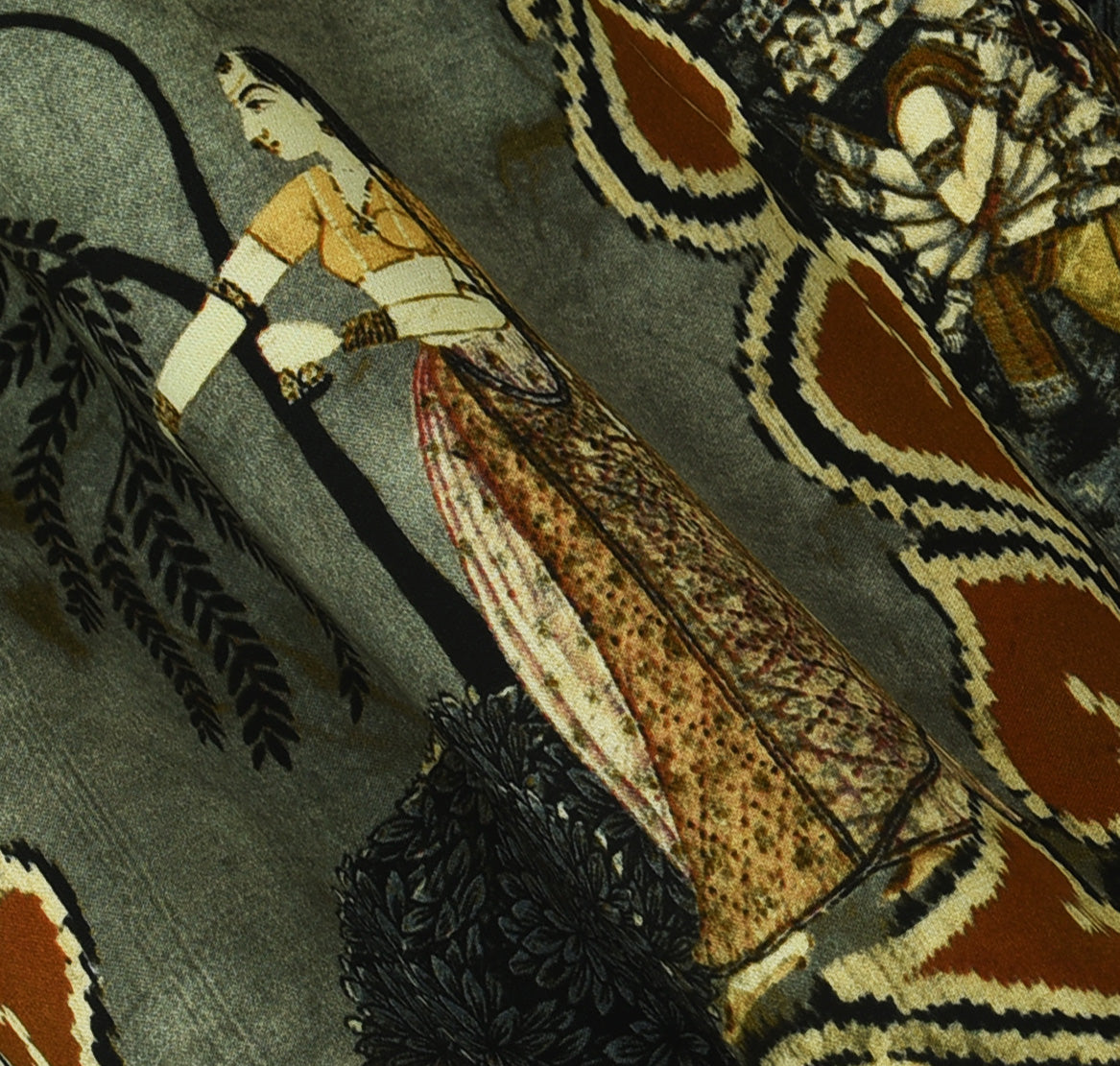 Multicolor Modal Satin Hydra Print Fabric