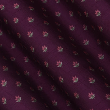 Purple Color Slub Silk Print Fabric