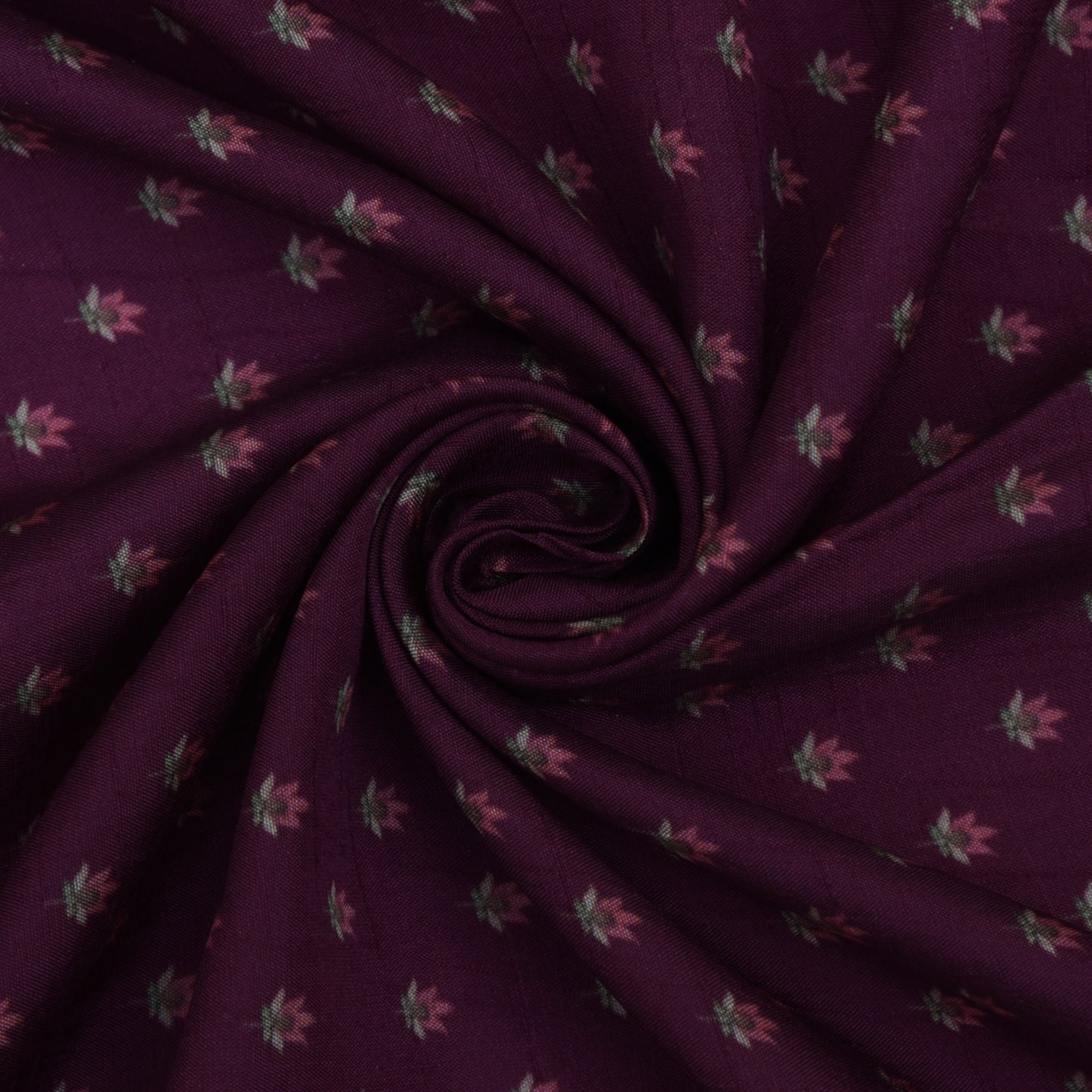 Purple Color Slub Silk Print Fabric