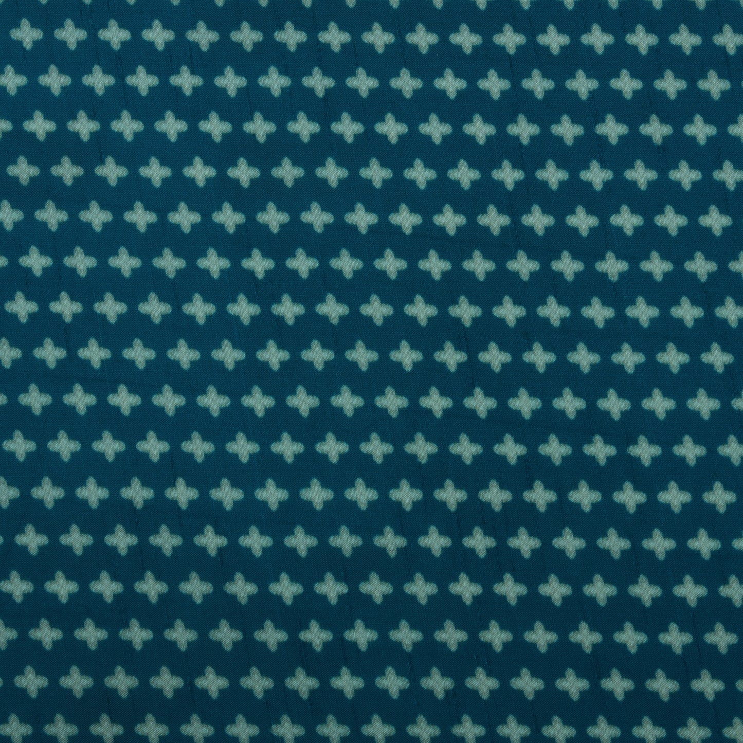 Teal Blue Color Slub Silk Print Fabric