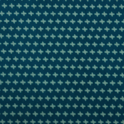 Teal Blue Color Slub Silk Print Fabric