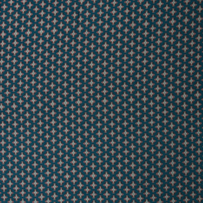 Teal Blue Color Slub Silk Print Fabric