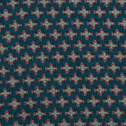 Teal Blue Color Slub Silk Print Fabric