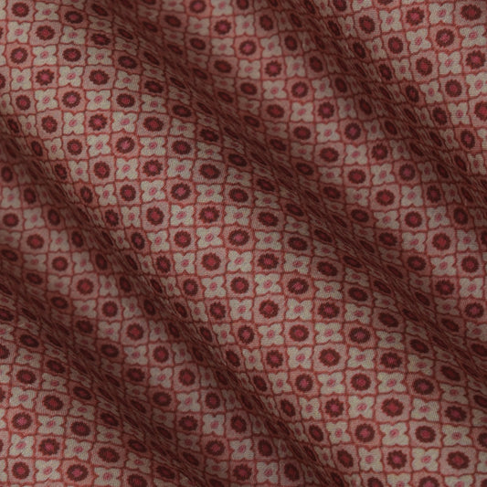 Brown Color Slub Silk Print Fabric