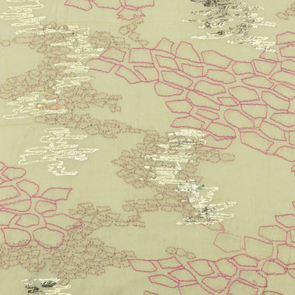 Cream Color Dola Silk Embroidery Fabric