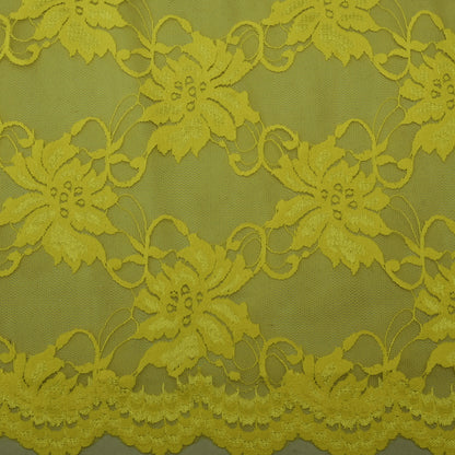 Yellow Color Chantilly Lace Fabric