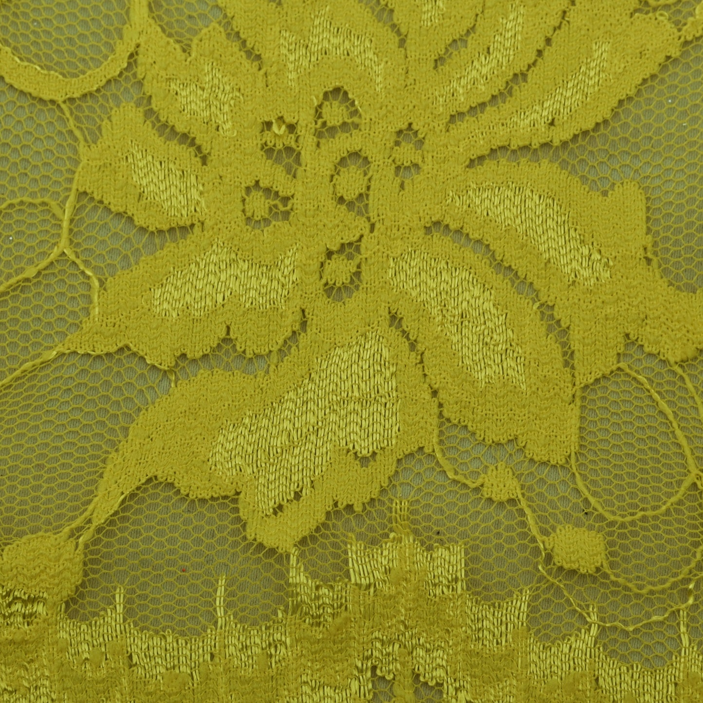 Yellow Color Chantilly Lace Fabric