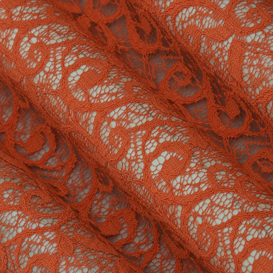 Orange Color Chantilly Net Fabric