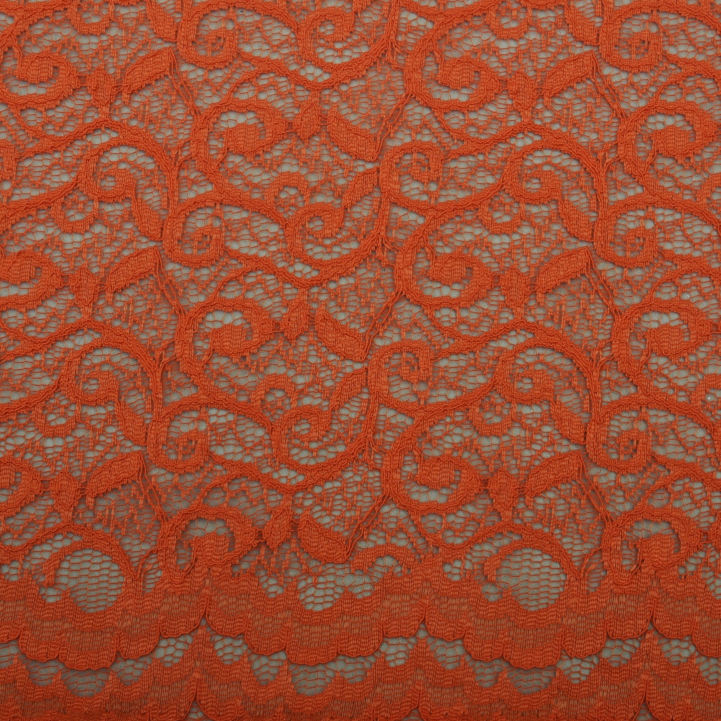 Orange Color Chantilly Net Fabric