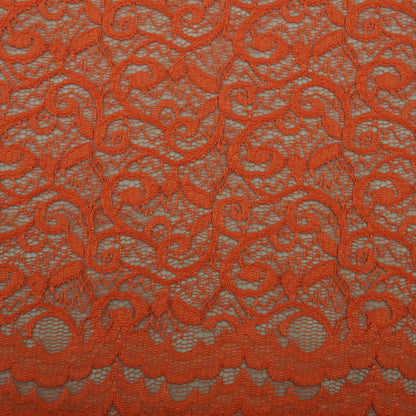 Orange Color Chantilly Net Fabric