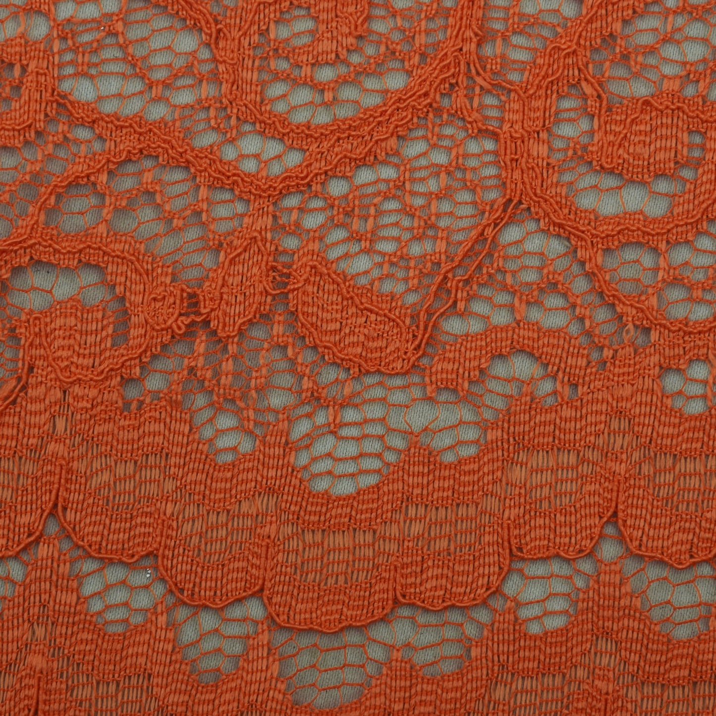 Orange Color Chantilly Net Fabric