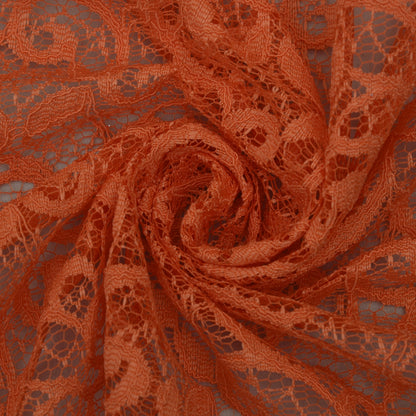 Orange Color Chantilly Net Fabric