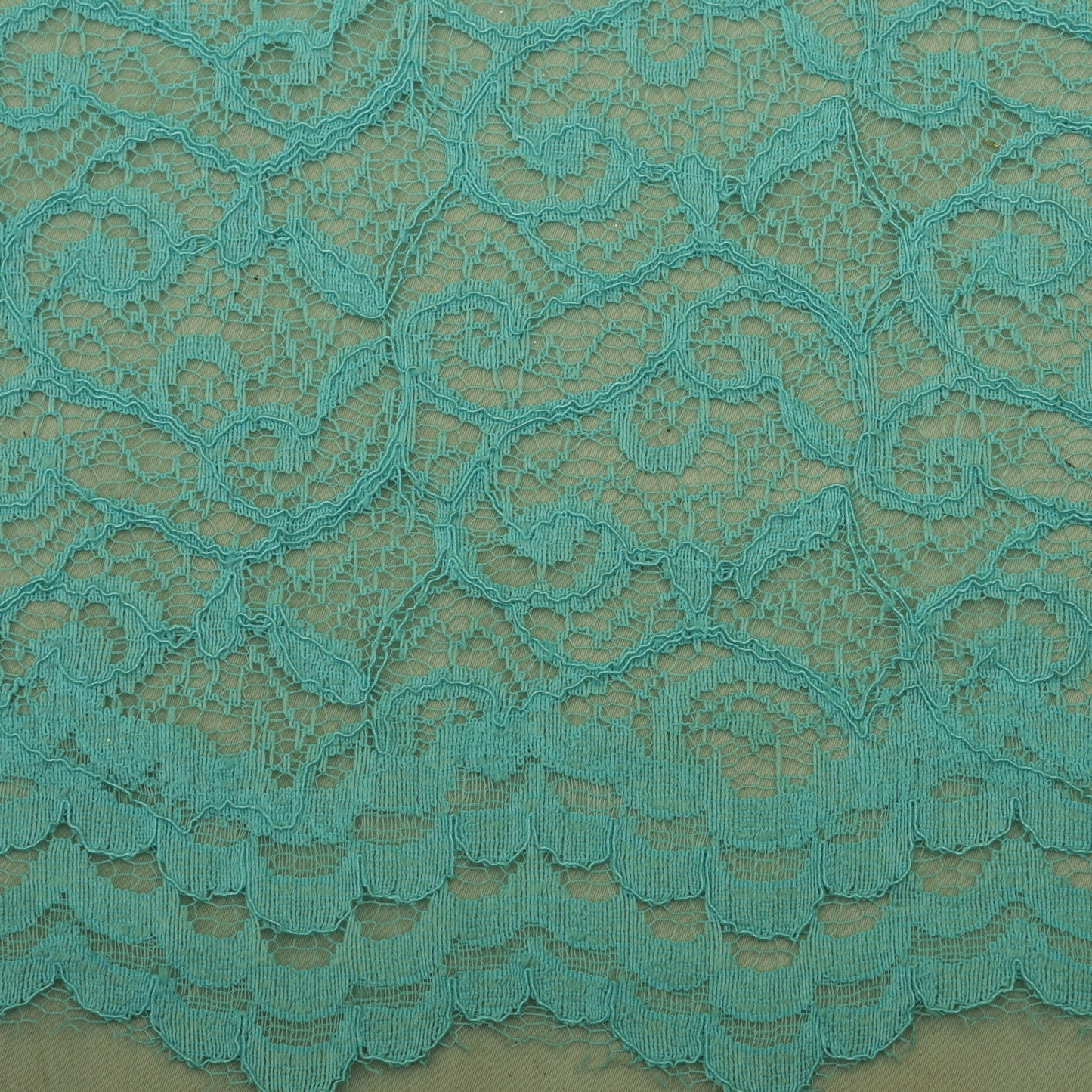 Teal Blue Color Chantilly Net Fabric