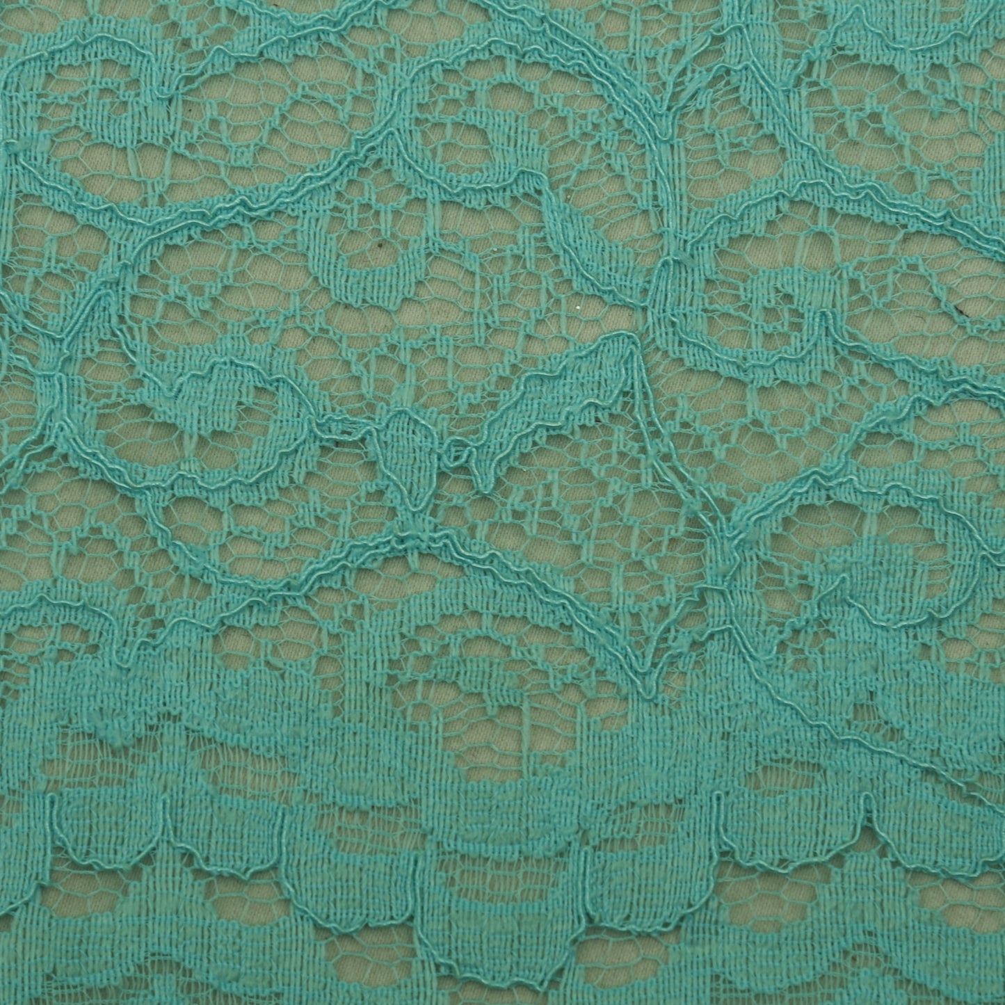 Teal Blue Color Chantilly Net Fabric