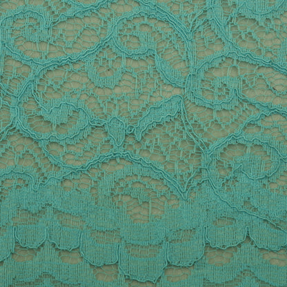 Teal Blue Color Chantilly Net Fabric