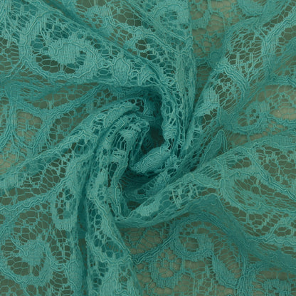 Teal Blue Color Chantilly Net Fabric