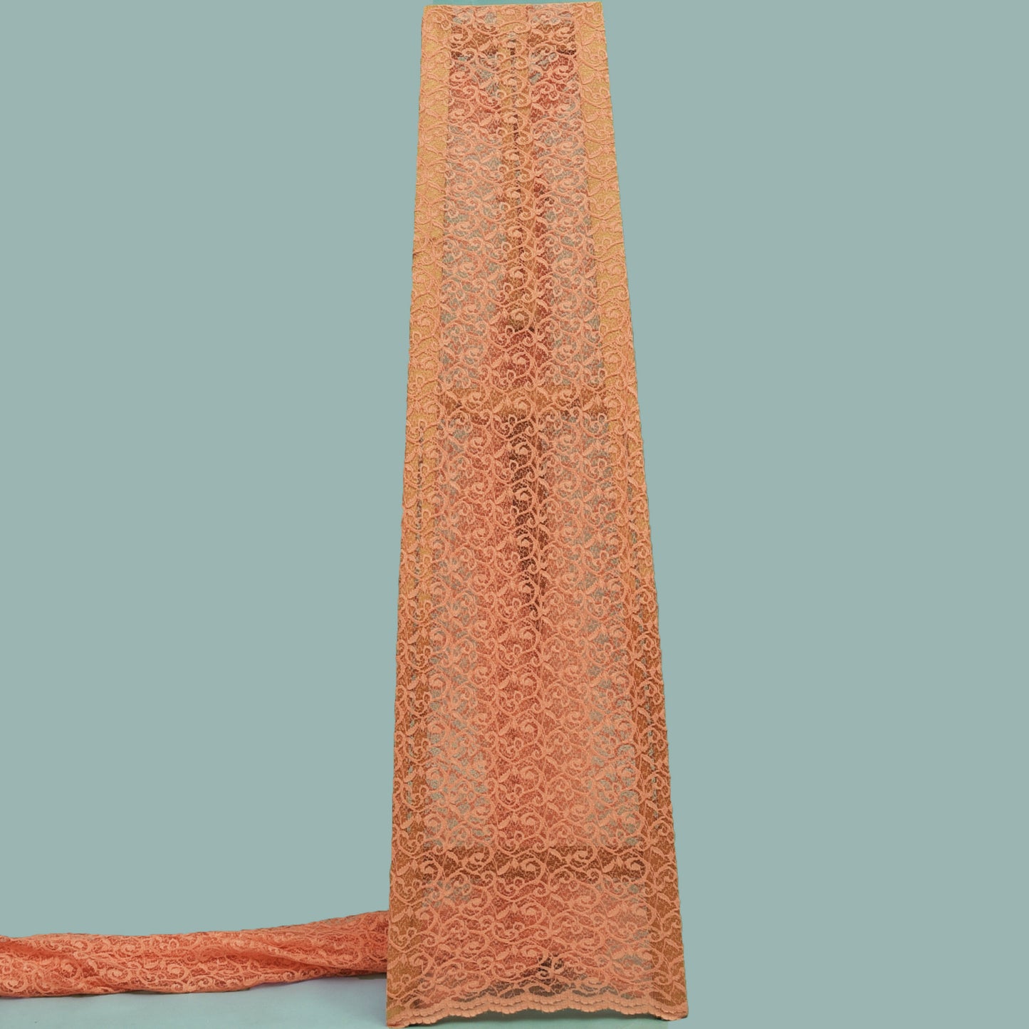 Orange Color Chantilly Net Fabric