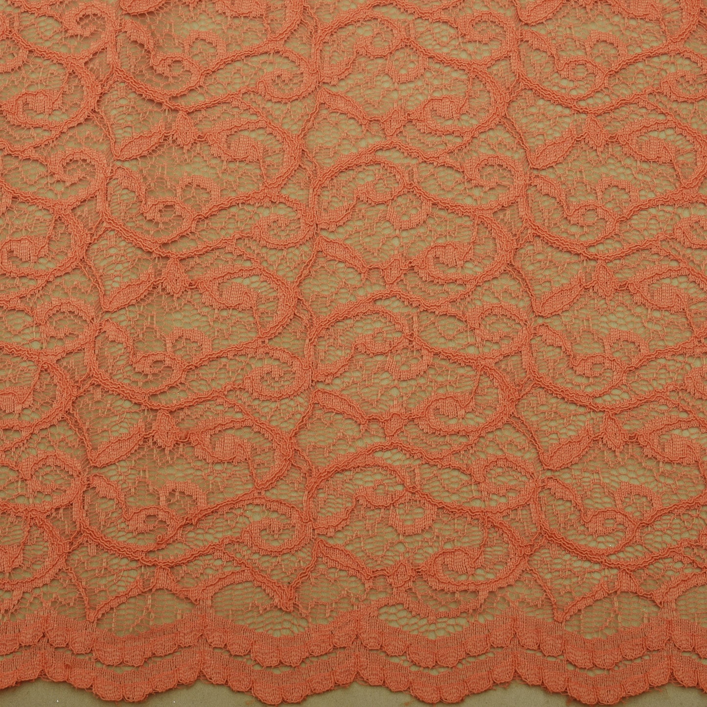 Orange Color Chantilly Net Fabric