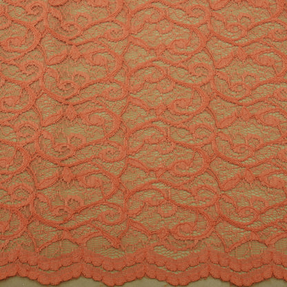 Orange Color Chantilly Net Fabric